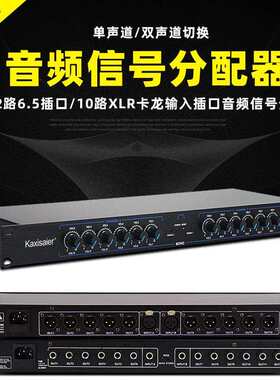 KAXISAIER专业12路分讯器 音频分信器 音频信号分配器 功放分配器