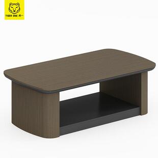 广东虎一办公家具茶几轻奢极简意式长茶几双层板式加厚台面方茶几