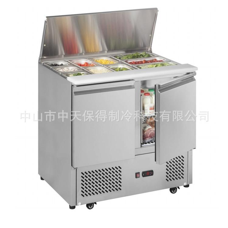 欧款开槽沙拉台保鲜工作台奶茶操作台披萨麻辣烫冰箱凉菜柜