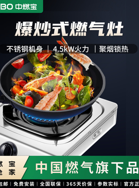 中燃宝家用燃气灶T102G天然气液化气单眼灶具台式不锈钢煤气灶