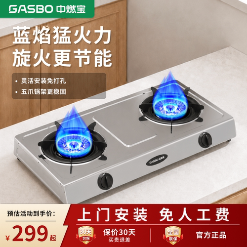 中燃宝家用燃气灶T207G台式不锈钢煤气灶双灶天然气液化气猛火灶