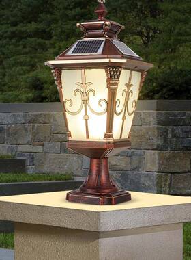 太阳能灯别墅门柱灯户外围墙柱子灯室外灯欧式墙头灯led灯超亮