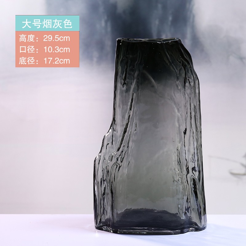 轻奢简约创c意中国风玻璃花瓶客厅餐桌水养插鲜花干花网红花瓶摆