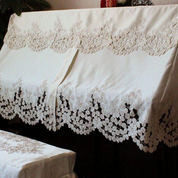 刺绣钢琴半罩罩高档田园北欧防尘罩披布艺全现代钢琴式钢琴罩巾琴