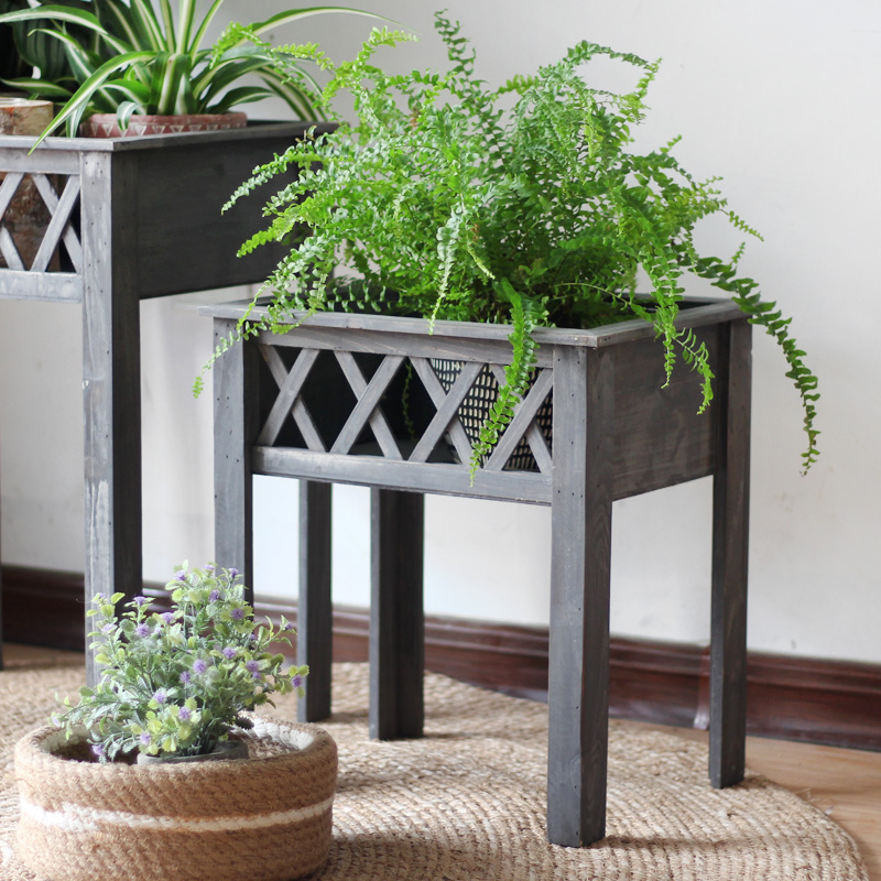 室内户外阳台庭院花架花盆架绿萝吊D兰落地单层盆景置物架复古做