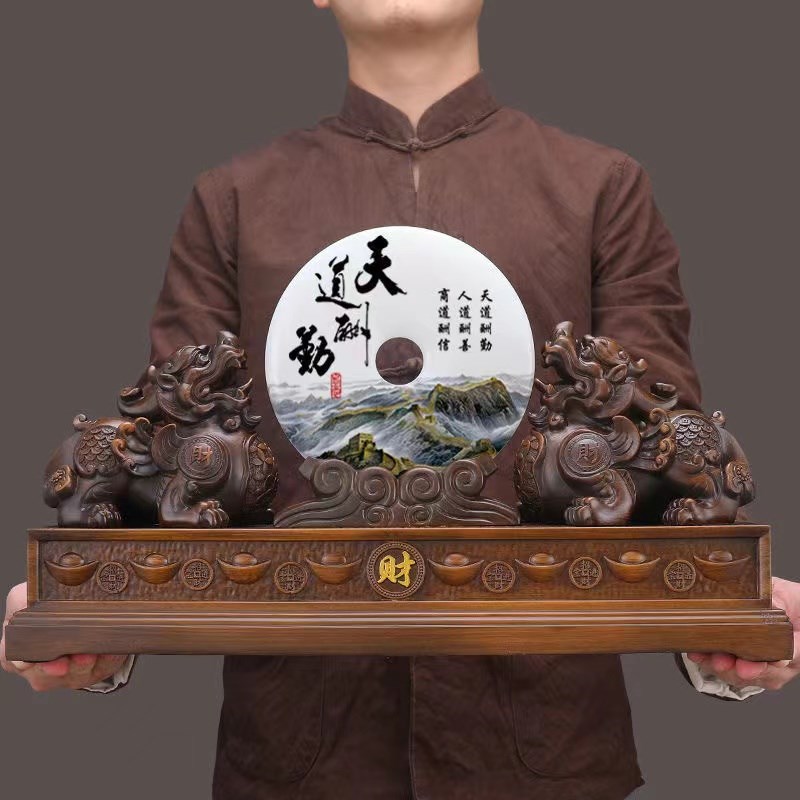 麒麟招财摆c件一对貔貅平安扣聚财阵客厅入户门口玄关办公室装饰