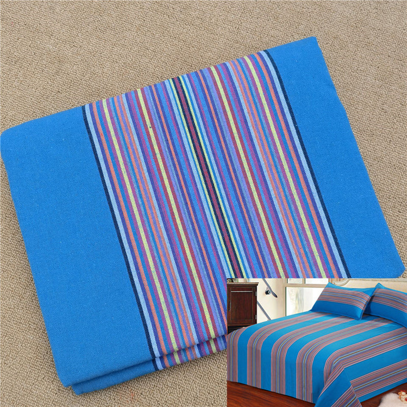 加厚老式土布床单k老粗布被单100%色织睡单单人双人三件套被套被