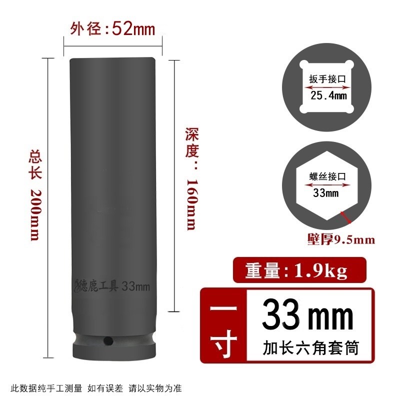 1寸大风炮套筒i气动加长特长20cm30cm加厚重型虎啸加深轮船扳手