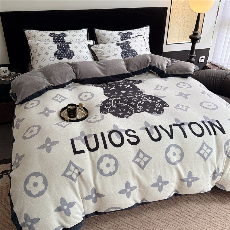 轻奢网红款牛奶绒床上四件套冬季双面加绒加M厚被套珊瑚绒床单床