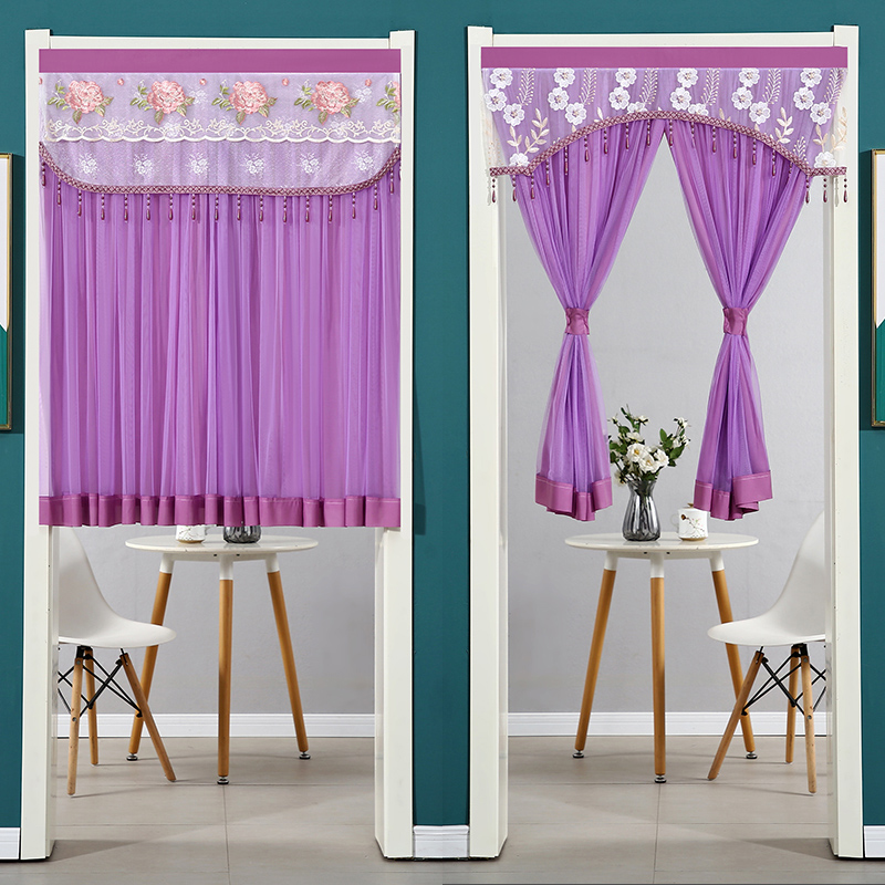 清新纯色门帘遮挡隐私短帘卧室玄关阳G台隔断半帘小窗帘订制免打