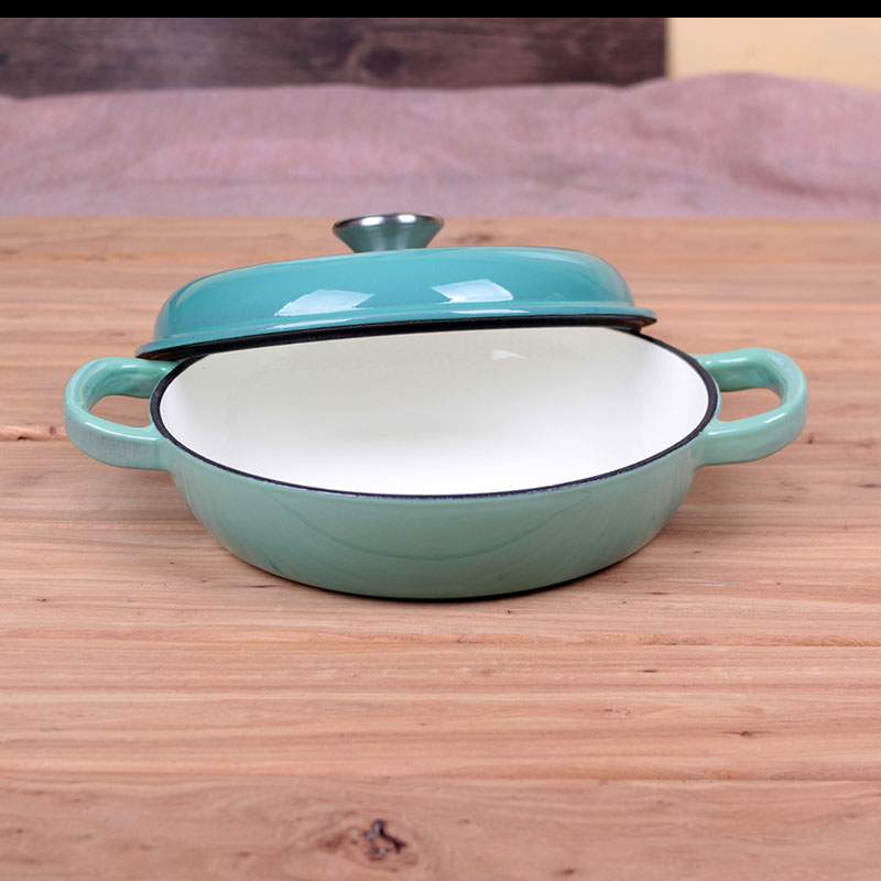 铸铁珐琅锅煎炒烹j炸锅搪瓷锅煲汤锅海鲜焖锅礼品锅加厚不粘锅22c