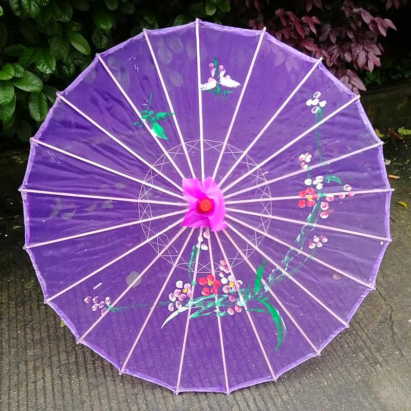 广场舞蹈b伞演出道具伞透明绢纱伞结实实木杆跳舞伞工艺油纸伞包