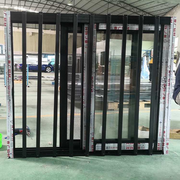 定制 铝合金隔音防盗窗户带栅栏平移窗 室内90系列推拉窗