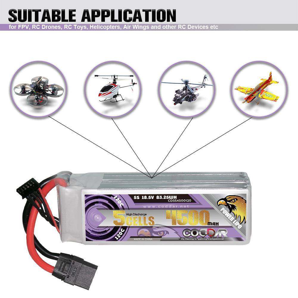 CODDAR鹰氪 4500MAH 5S 18.5V 120C船模RC车模航模固定翼锂电池