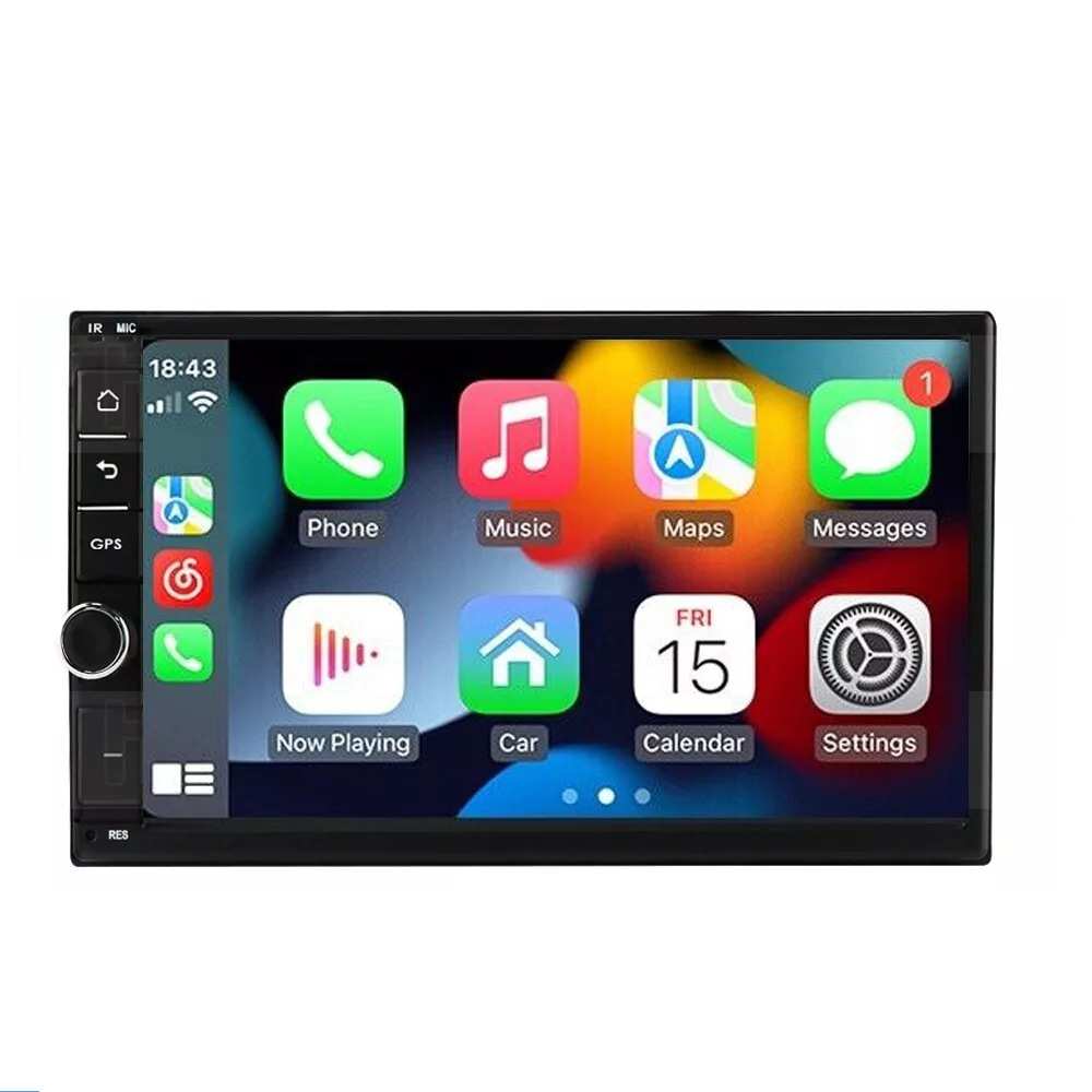 跨境安卓7寸8核中控汽车收音机carplay高清大屏车载mp5蓝牙播放器