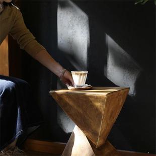 北欧极简约氧化镁茶几艺术民宿客厅沙发仿木纹边几创意卧室床头桌