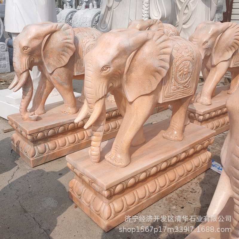 厂家直供石雕花岗岩大理摆件一对工艺品动物雕塑门口摆件