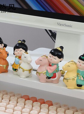 西安文创唐小圆盛唐踏马游春摆件国潮古风创意礼物旅游纪念装饰