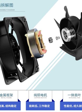 全新JIA FENG 13.5cm 220v 13538 JF13538HA2HSL 电气柜 散热风扇