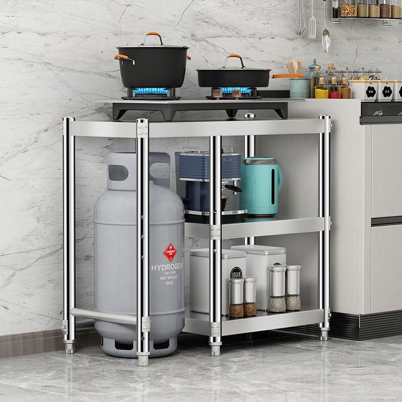 不锈钢灶台架组合工作台家用操作台加厚厨房切菜台面多功能置物架