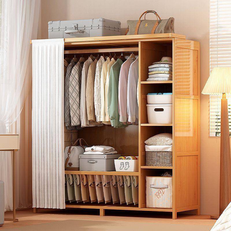 简易衣柜卧室家用组装储衣柜结实耐用简约开放式防尘帘衣帽间柜子