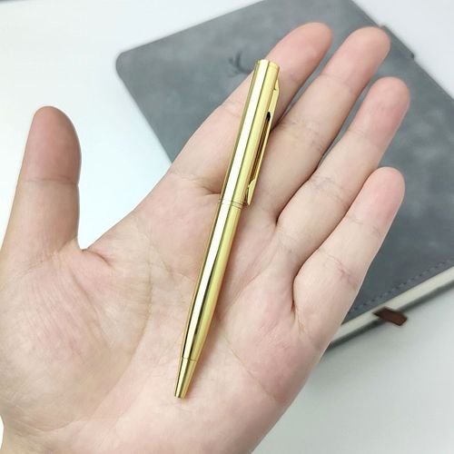 亮金色金属圆e珠笔便携口袋笔不锈钢旋转出笔头原子笔10厘米迷你