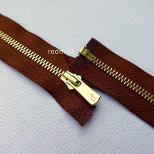 皮衣棕抛光KK锁外套铜单夹克上衣服装 羽绒5号拉链拉Y开配件打磨金