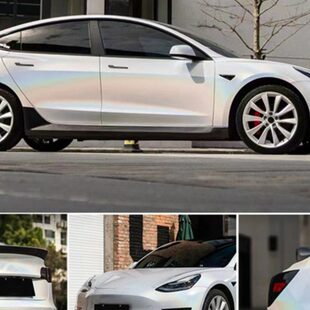 贴膜进口汽车白特斯拉Model3车身贴纸改色膜Y改色个性 镭射胶全车