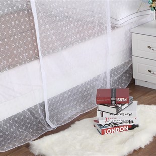 传统梅花老式 蚊帐单门防尘顶不绣杆落地支架F1.2米1.5m1.8m床家用