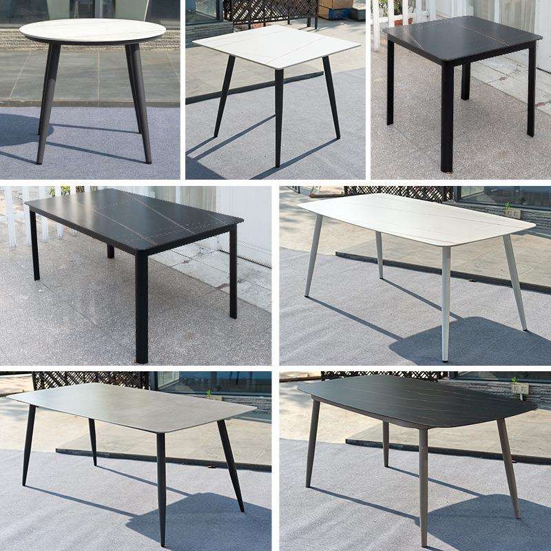 户外塑木餐桌椅别墅庭院防腐木长桌室外露台阳台圆桌岩板桌子组合