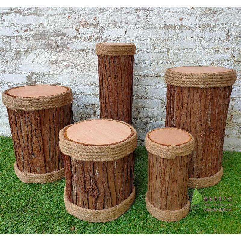 麻绳木桩假木墩空心圆木头栅栏木围栏木篱笆木桩栅栏装饰批