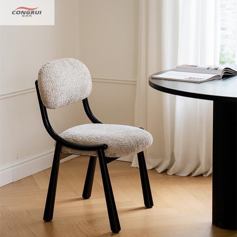 聪瑞尚中古风简约小羊肖恩椅子法式现代设计师北欧靠背椅子餐厅