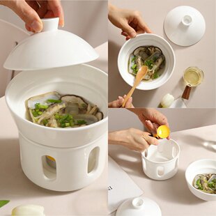 陶瓷酒店鱼翅带盖碗蜡烛加热辽参翅盅糖水甜品燕窝炖盅现货官方旗