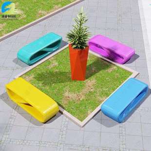 玻璃钢创意日字凳简约现代商场座椅户外公园景区长椅休息区椅子