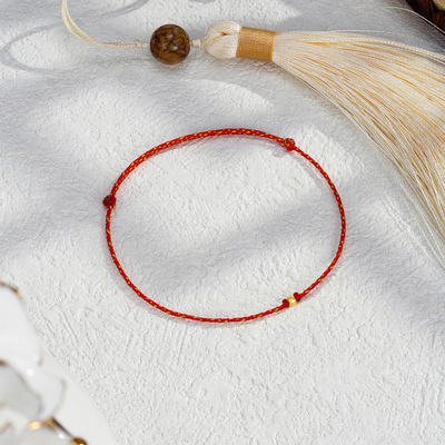 【兴贵福金】9黄金蹦迪珠足金999散珠转运手链爆闪金子金珠3D硬金