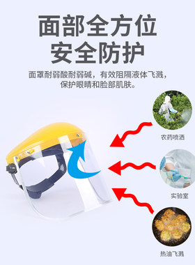 头戴防护面罩电氩弧焊厨房防油烟溅PVC耐酸碱防冲击轻便透明防爆