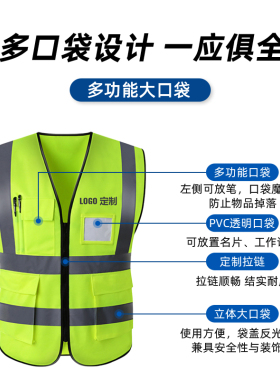反光背心安全马甲男交通安全服施工代驾网布马甲工地环卫骑行定制