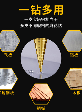 宝塔钻头大全高硬度不锈钢金属专用万能打孔开孔钻孔阶梯钻扩孔钻