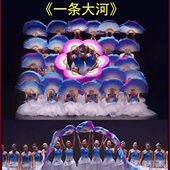 扇子子色双一广场舞扇子大条舞蹈河真丝渐变双面舞蹈扇跳舞扇专业