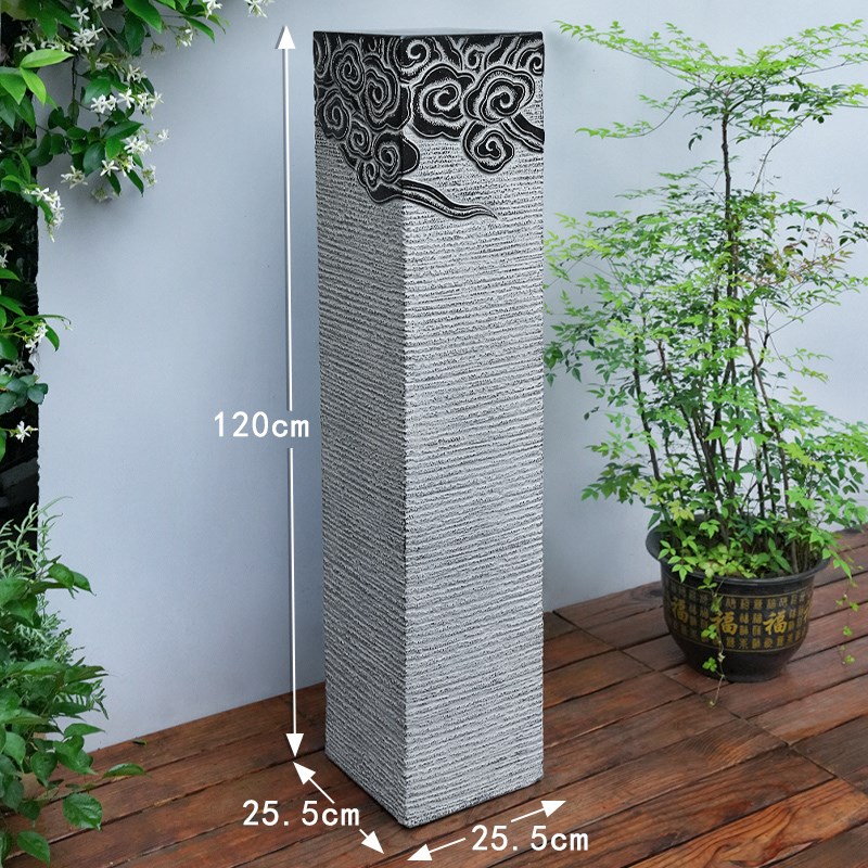 新中式祥云展示柱 仿石柱墩子落地摆件室外庭院花盆底Y座盆景花架