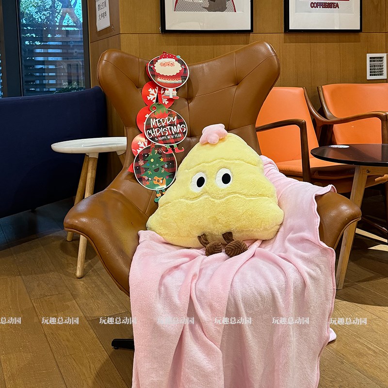 粉色圣诞树抱枕被子两用空调w毯子二合一午睡办公室靠枕汽车载靠