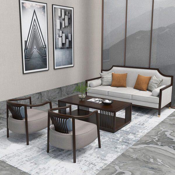 接待桌椅组合新中式洽谈会客卡座沙发酒店大堂售楼处部休息区商务