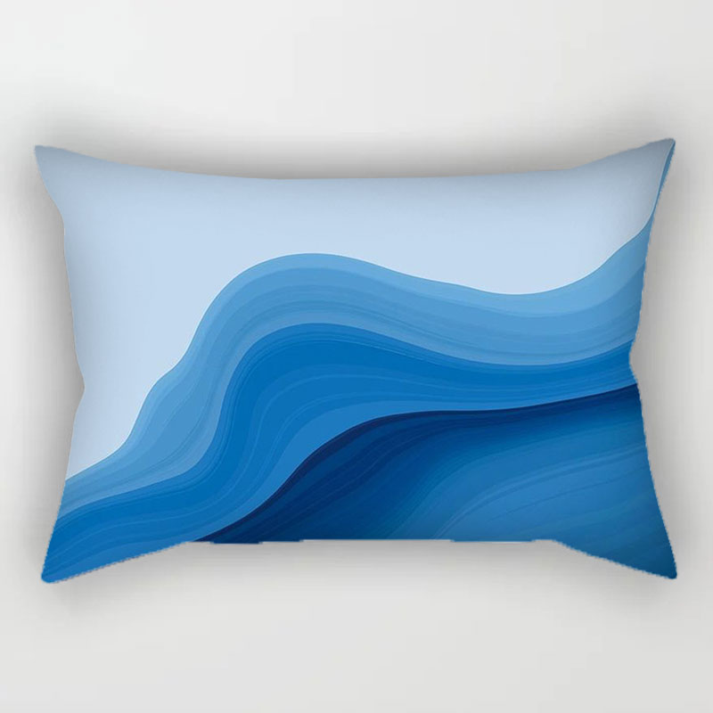 蓝色简约长方形抱枕轻奢装饰沙发C抱枕套靠背可拆洗北欧双面几何