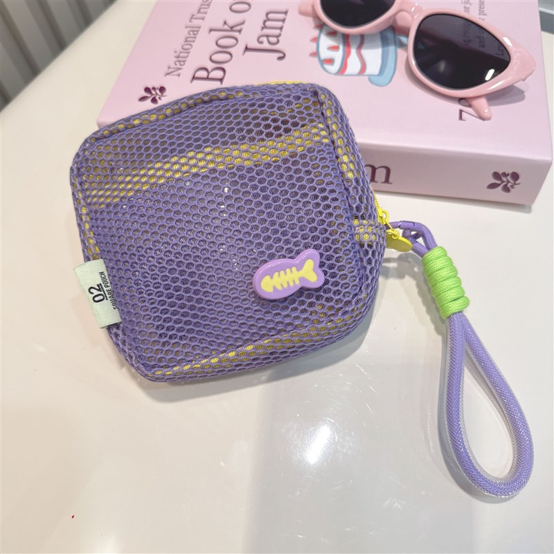 超轻撞色豆腐包j网纱兜洗漱包化妆补妆包小收纳袋子护洗透明便携