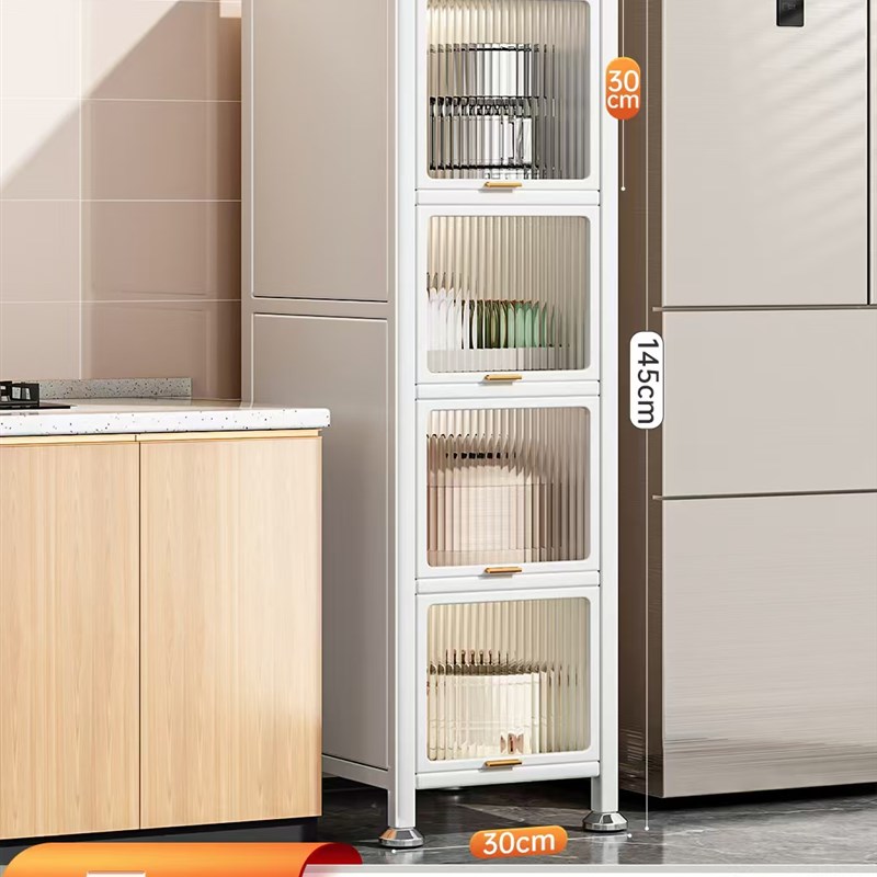 厨房夹缝置物架落地多层锅具收纳柜微波炉多功能橱柜窄Z缝储物柜