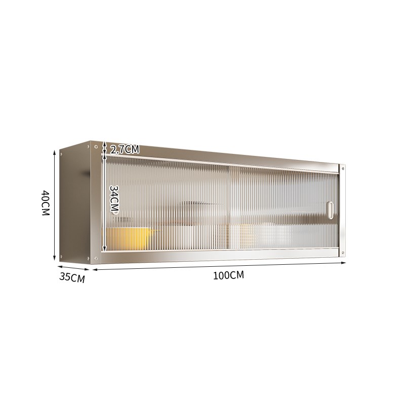 厨房置物b架不锈钢壁挂式挂墙上柜上悬空吊墙壁储物推拉门柜子