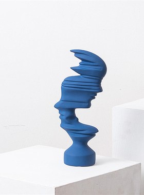 黑白哑光抽象人物摆件现代简约售楼部酒店L玄关电视柜树脂大装饰