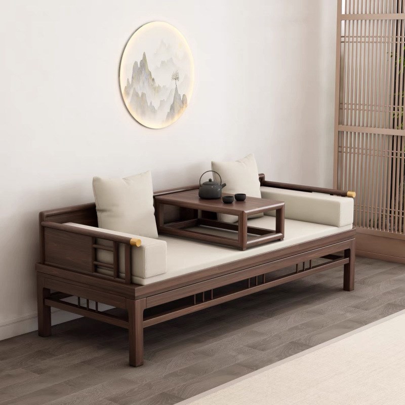 老榆木沙发床实木罗汉椅罗汉榻床塌客厅新中式P罗汉床茶桌组合推