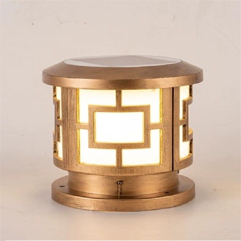 圆形太阳能e柱头灯防水户外庭院灯家用室外门柱灯别墅大门围墙灯