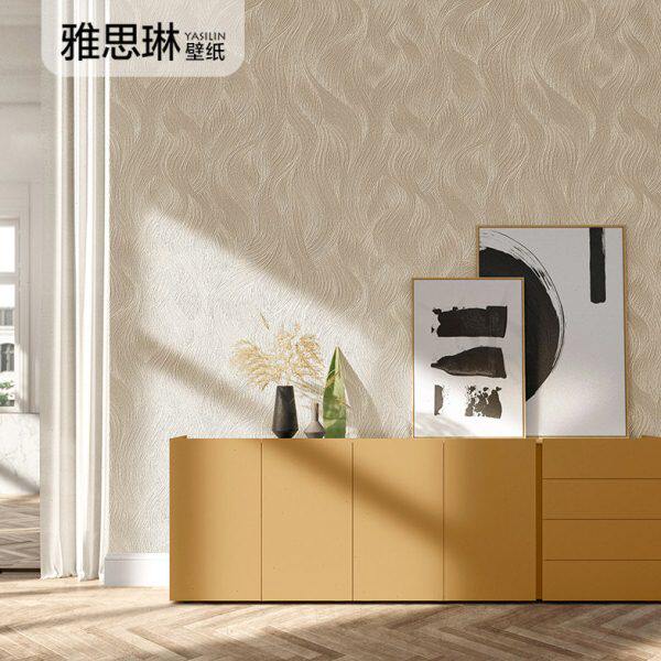 北欧水波纹波浪纹焦糖色墙纸卧室客厅电视墙背景墙壁纸高级感灰色